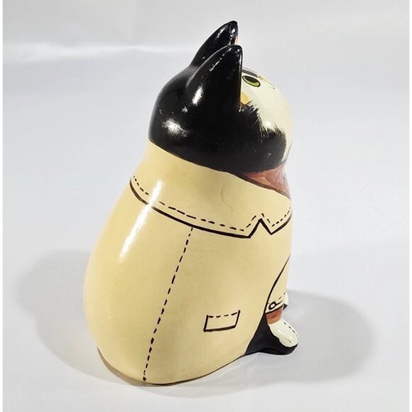 Joan de Bethel Rye Pottery Cat 4.5" Kitten Suit Black Cat Home Decor Ceramic - Picture 6 of 7